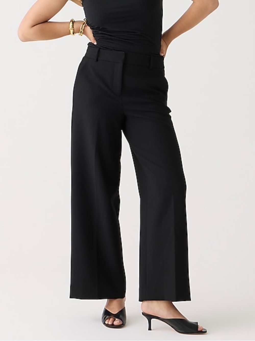 J. Crew Sydney Black Wide-Leg Dress Pants